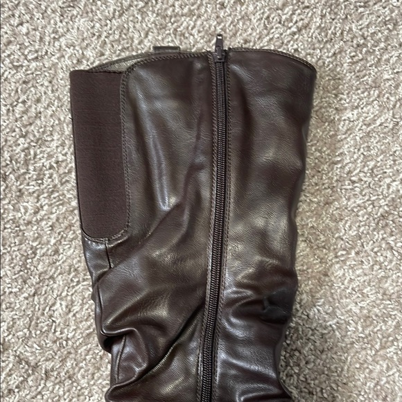 Brown Combat Moto Boots with Distressed Leather and Buckle Straps - Picture 13 of 14